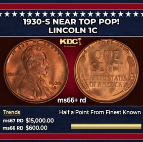 1930-s Lincoln Cent Near Top Pop! 1c ms66+ rd SEGS