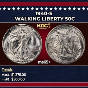 1940-s Walking Liberty Half Dollar 50c Grades ms65+
