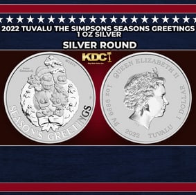 2022 Tuvalu The Simpsons Seasons Greetings - 1 oz Silver Round Round