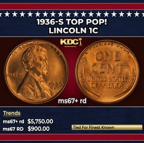 1936-s Lincoln Cent TOP POP! 1c ms67+ rd SEGS