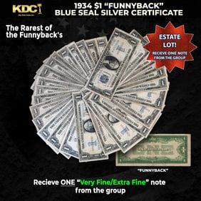 1x 1934 $1 Funnyback Blue Seal Silver Certificate Grades VF/XF