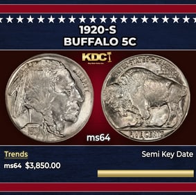 1920-s Buffalo Nickel 5c ms64 SEGS
