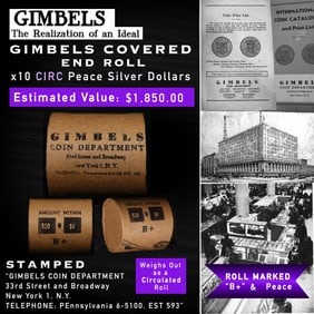10 Coin Circ Peace GIMBLES Roll B+