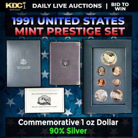 1991 United States Mint Prestige Proof Set 6 Coins W/ Box & COA