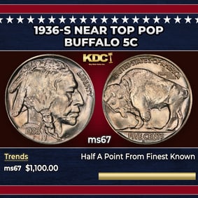 1936-s Buffalo Nickel Near Top Pop 5c ms67 SEGS
