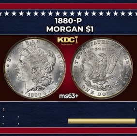 1880-p Morgan Dollar $1 Grades ms63+