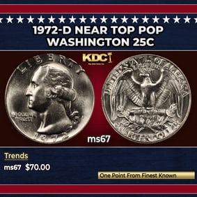 1972-d Washington Quarter Near Top Pop 25c ms67 SEGS