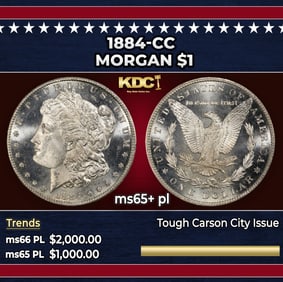 1884-cc Morgan Dollar $1 ms65+ pl SEGS