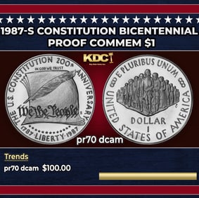 1987-S Constitution Bicentennial Proof Modern Commem Dollar $1 pr70 dcam SEGS