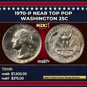 1970-p Washington Quarter Near Top Pop 25c ms67+ SEGS