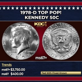 1978-d Kennedy Half Dollar TOP POP! 50c ms67+ SEGS