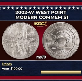 2002-W West Point Modern Commem Dollar $1 ms70 SEGS