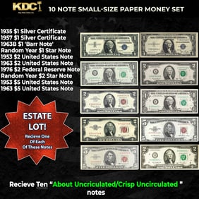 10 Note Small-Size Paper Money Set AU/CU