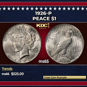 1926-p Peace Dollar $1 Grades ms65