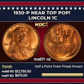 1930-p Lincoln Cent Near Top Pop! 1c ms67+ rd SEGS