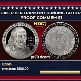 2006-P Ben Franklin Founding Father Proof Modern Commem Dollar $1 pr70 dcam SEGS