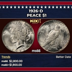 1926-d Peace Dollar $1 ms66 SEGS