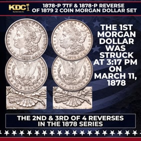 1878-p 7tf & 1878-p Reverse of 1879 2 Coin Morgan Dollar Set