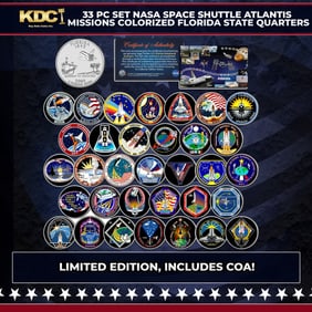 33 Pc Set NASA Space Shuttle Atlantis Missions Colorized Florida State Quarters Other Toy