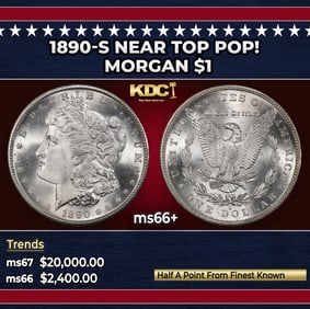 1890-s Morgan Dollar Near Top Pop! $1 ms66+ SEGS