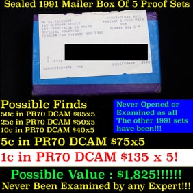 Original sealed box 5- 1991 United States Mint Proof Sets