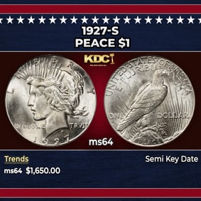 1927-s Peace Dollar $1 ms64 SEGS