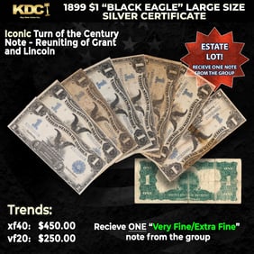 1x 1899 $1 'Black Eagle' Large Size Silver Certificate Grades VF/XF