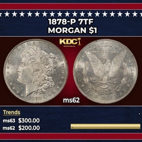 1878-p 7tf Morgan Dollar $1 Grades ms62