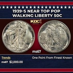 1939-s Walking Liberty Half Dollar Near Top Pop 50c ms67 SEGS