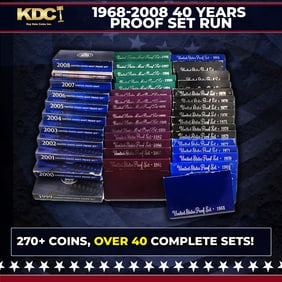 1968-2008 40 Years Proof Set Run - 273 Coins, 41 Complete Sets