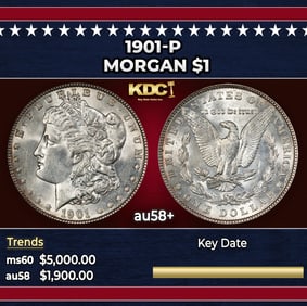 1901-p Morgan Dollar $1 au58+ SEGS