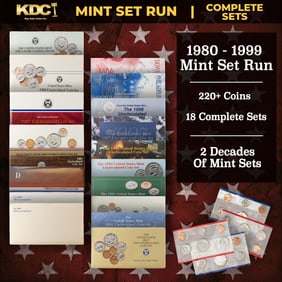 1980-1999 2 Decades Mint Set Run - 224 Coins, 18 Complete Sets