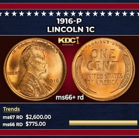 1916-p Lincoln Cent 1c ms66+ rd SEGS