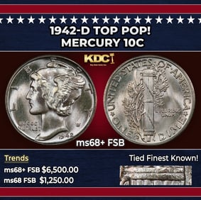 1942-d Mercury Dime TOP POP! 10c ms68+ FSB USCG