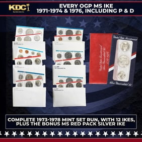 1973-1978 Mint Set Run Plus Bonus Silver Bicentennial "Red Pack" 77 Coins 7 Complete Sets Complete