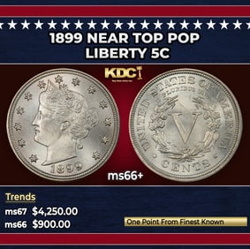 1899 Liberty Nickel Near Top Pop 5c ms66+ SEGS