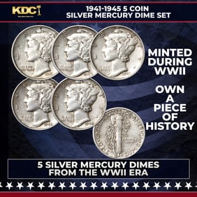 1941-1945 5 Coin Silver Mercury Dime "WWII Set"