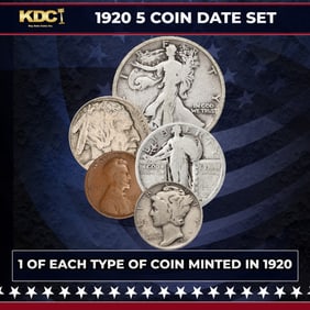 1920 5 Coin Date Set, 1 Of Each Type Of Coin Minted in 1920