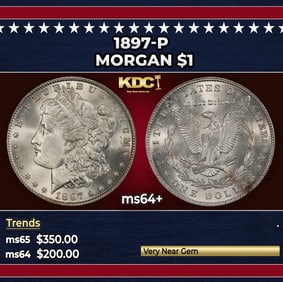 1897-p Morgan Dollar $1 Grades ms64+