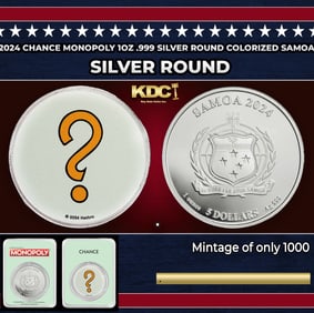 2024 Chance Monopoly 1oz .999 Silver Round Colorized Samoa Round