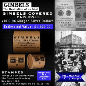 Circ Silver Dollar GIMBLES Roll All Morgans 10 Coin B
