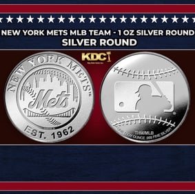 New York Mets MLB Team - 1 oz Silver Round Round