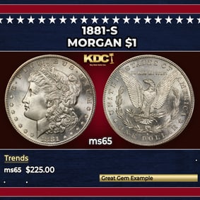 1881-s Morgan Dollar $1 Grades ms65