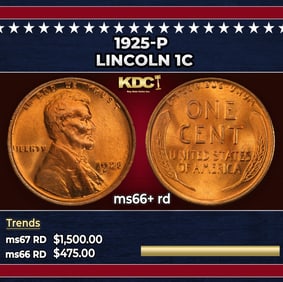 1925-p Lincoln Cent 1c ms66+ rd SEGS