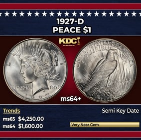 1927-d Peace Dollar $1 ms64+ SEGS