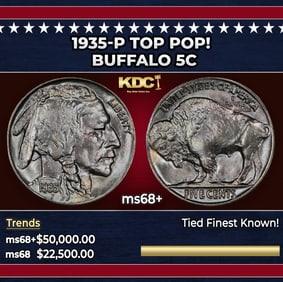 1935-p Buffalo Nickel TOP POP! 5c ms68+ SEGS