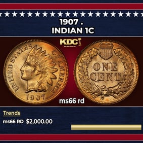 1907 Indian Cent . 1c ms66 rd SEGS