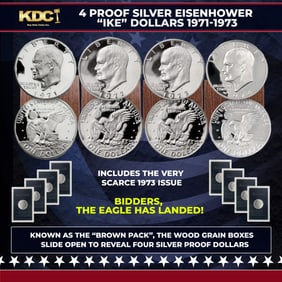 1971-1974 Full US Mint Silver Proof "Brown Ikes" Run, In Original Packaging