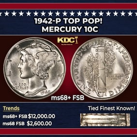 1942-p Mercury Dime TOP POP! 10c ms68+ FSB SEGS