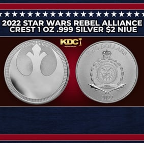 2022 Star Wars Rebel Alliance Crest 1 oz .999 Silver $2 Niue  Round